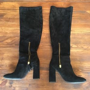 Over the knee black suede boots